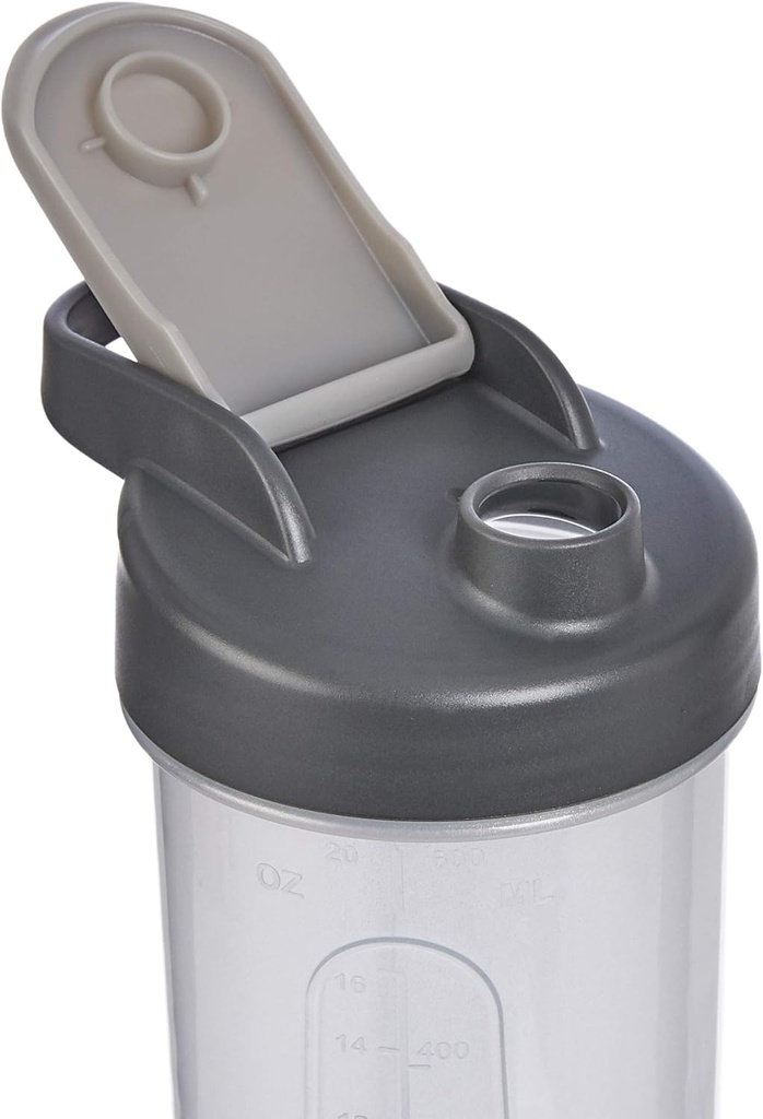 Basics Protein Shaker Bottle with Mixer Ball, Cups for Shakes, 20 oz, 2-Pack, Gray, 11.8x9x23 cm 5