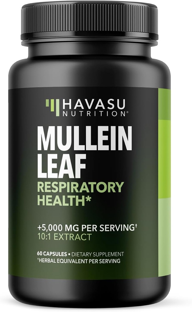 Mullein Leaf Capsules for Respiratory Health - 5000mg Extract 10:1 for Lung Support and Immune Function - 60 Count - Vegan, Non-GMO Capsules - Herbal Supplement for Daily Wellness - 2 Month Supply 2