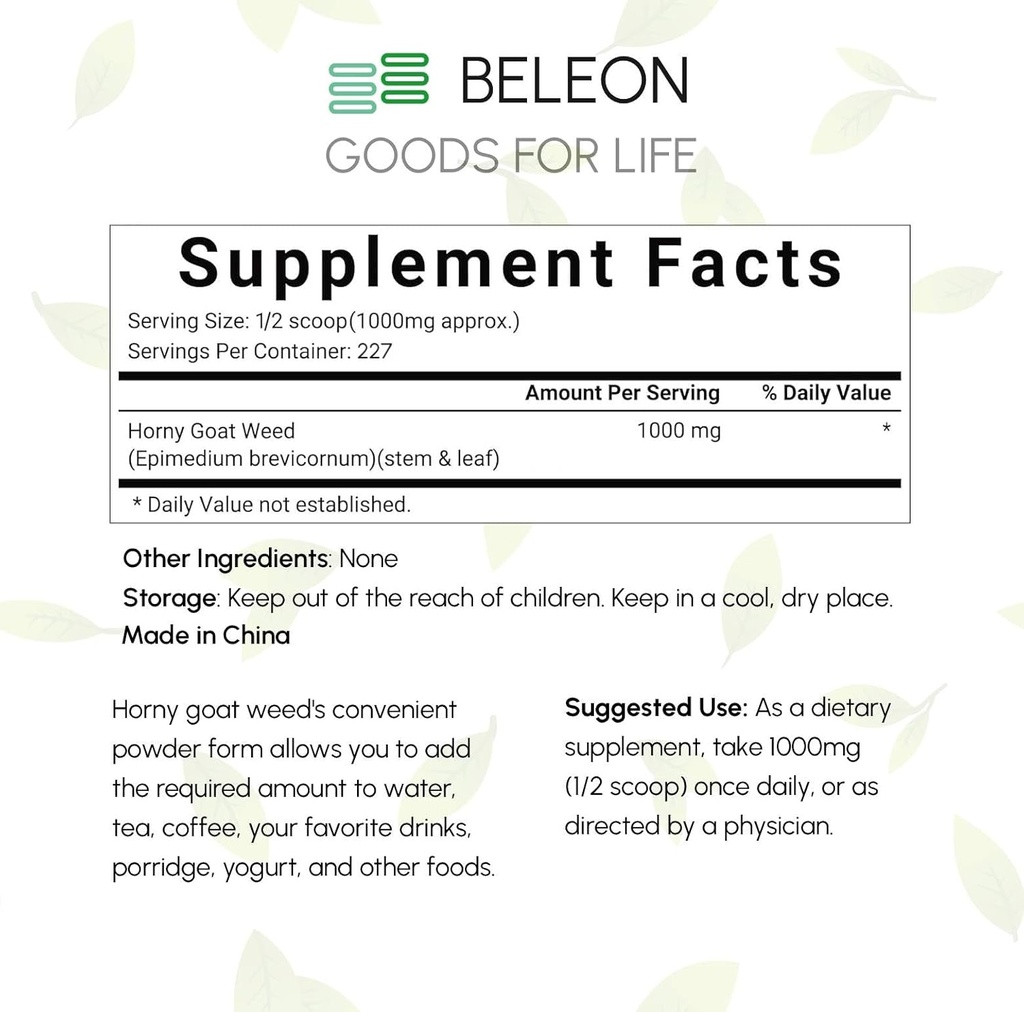 Horny Goat Weed Powder 8 oz - Pure Epimedium Powder for Men and Women, Energy and Immune System Support 6