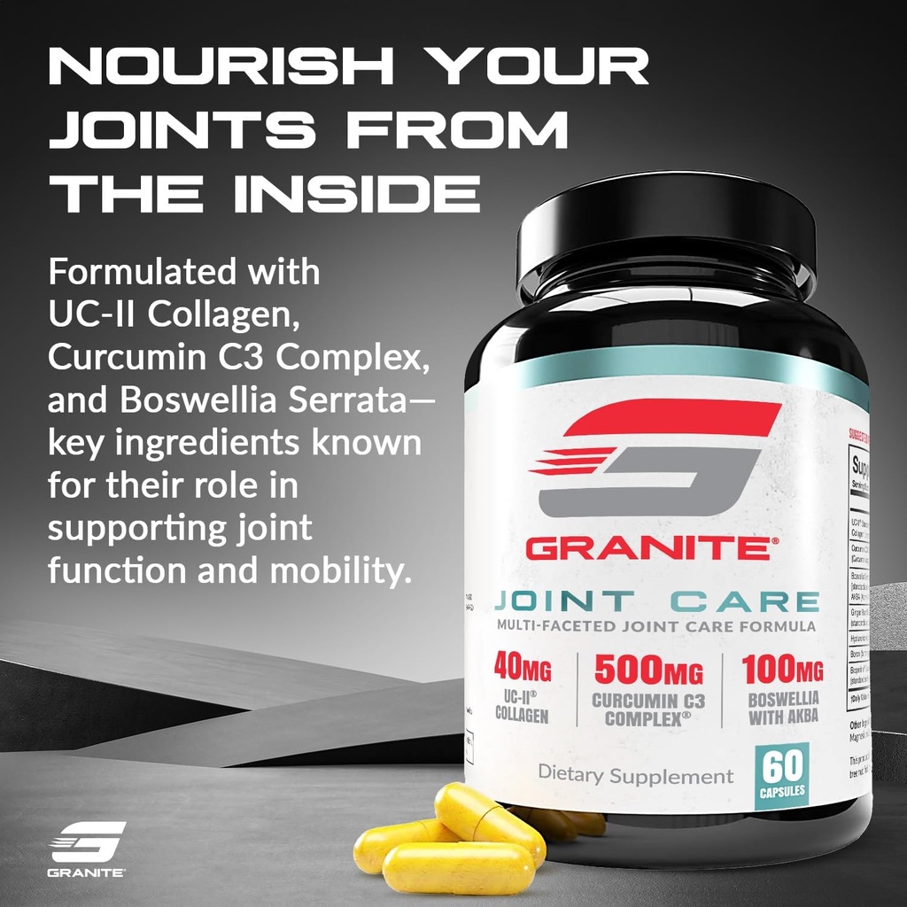 Granite Joint Care: Premium UC-II Collagen, Turmeric Curcumin C3, AKBA Boswellia + More - All-in-One Support for Joint Mobility, Comfort & Strength (60ct) 3