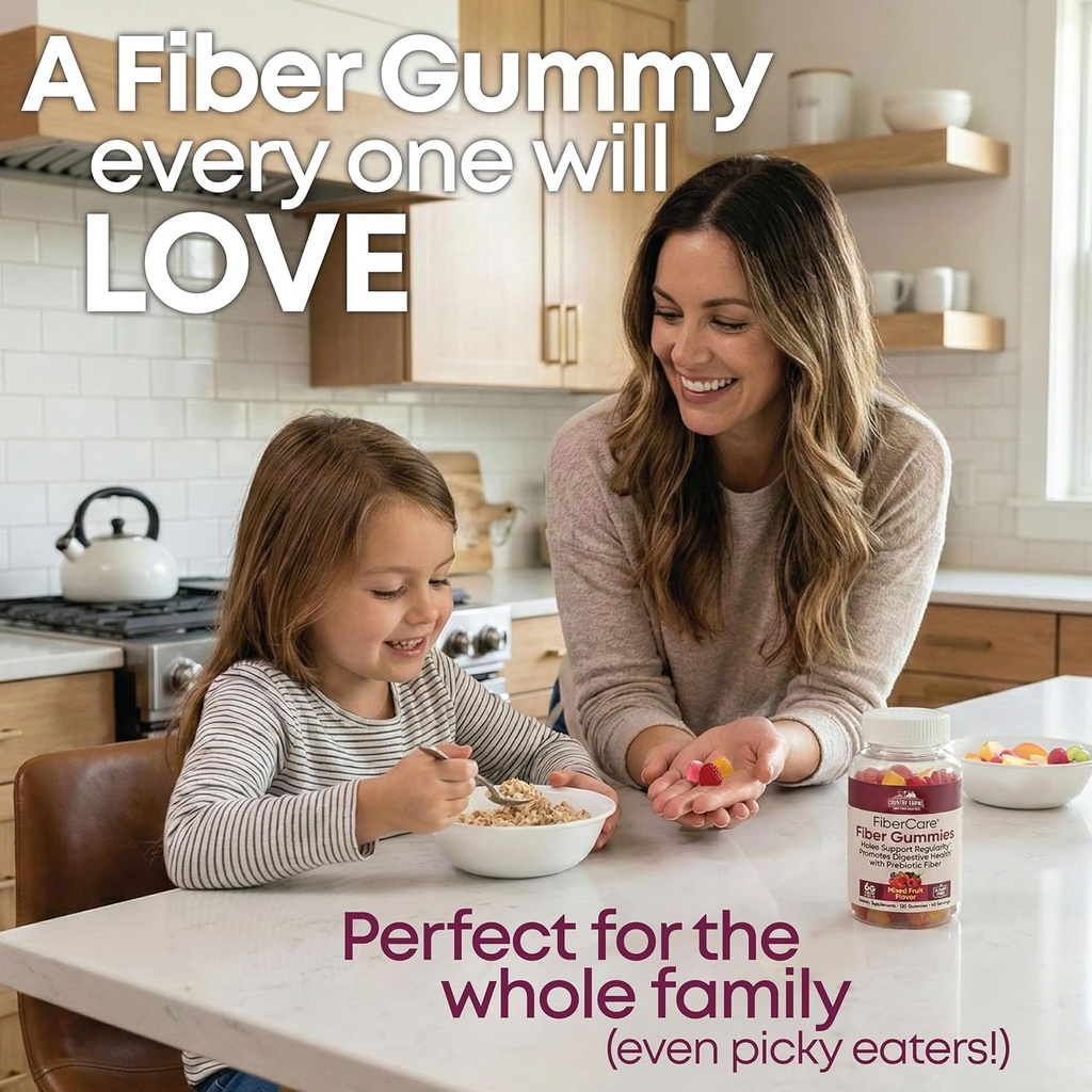 Country Farms Fiber Care Prebiotic Gummies, 6g of Fiber Per Serving, FOS from Beets, Digestive Health, Supports Regularity, Mixed Fruit Flavor 6