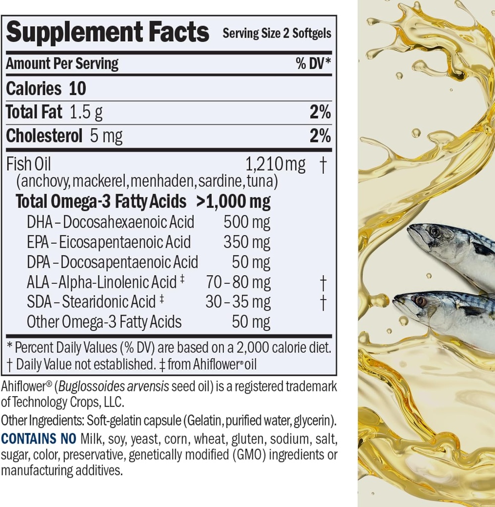 ANDREW LESSMAN Maximum Essential Omega-3 Unflavored, 180 Softgels - Ultra-Pure Omega-3 Fish Oil 1200 mg-High DHA, No Mercury Supplement-Small, Easy to Swallow Fish Oil Capsules 3