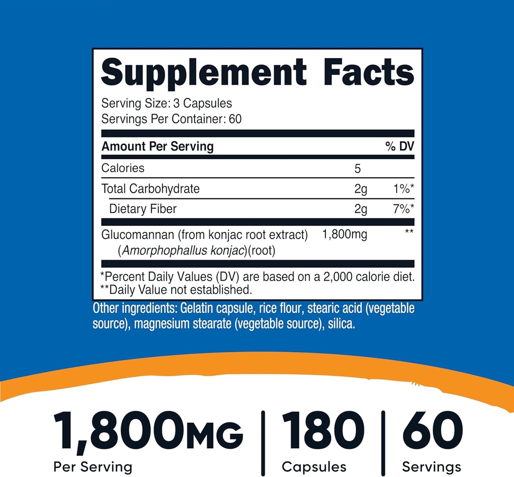Nutricost Glucomannan 1,800mg Per Serving, 180 Capsules - Natural Fiber Source, Non-GMO, Gluten Free 3