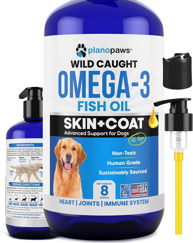 Omega 3 Fish Oil for Dogs - Better Than Salmon Oil - Dog Fish Oil Supplement to Reduce Shedding & Itching - Supports Joints, Brain, and Heart Health - Skin and Coat Supplement - Liquid Fish Oil 2