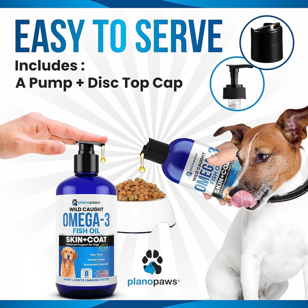 Omega 3 Fish Oil for Dogs - Better Than Salmon Oil - Dog Fish Oil Supplement to Reduce Shedding & Itching - Supports Joints, Brain, and Heart Health - Skin and Coat Supplement - Liquid Fish Oil 6