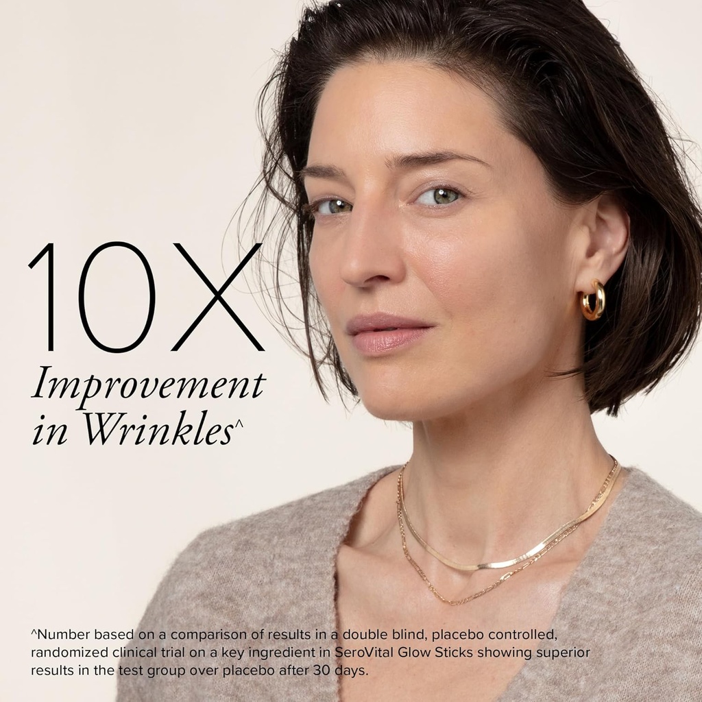 Serovital Glow Sticks Sugar-Free Powder Drink Mix with Hyaluronic Acid Ceramides Electrolytes for Skin Hydration in 14 Days Sun-Kissed Citrus Flavor 28 Packets 3