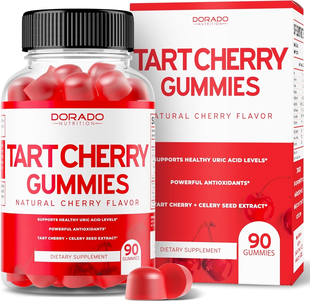 Tart Cherry Gummies Uric Acid Level Support (90 Count) - Advanced 2400mg Equivalent Extract with Celery Seed Melatonin for Adults (180 Count) - Quick Dissolve Melatonin 20mg - NonGMO, Vegan & USA Made 3