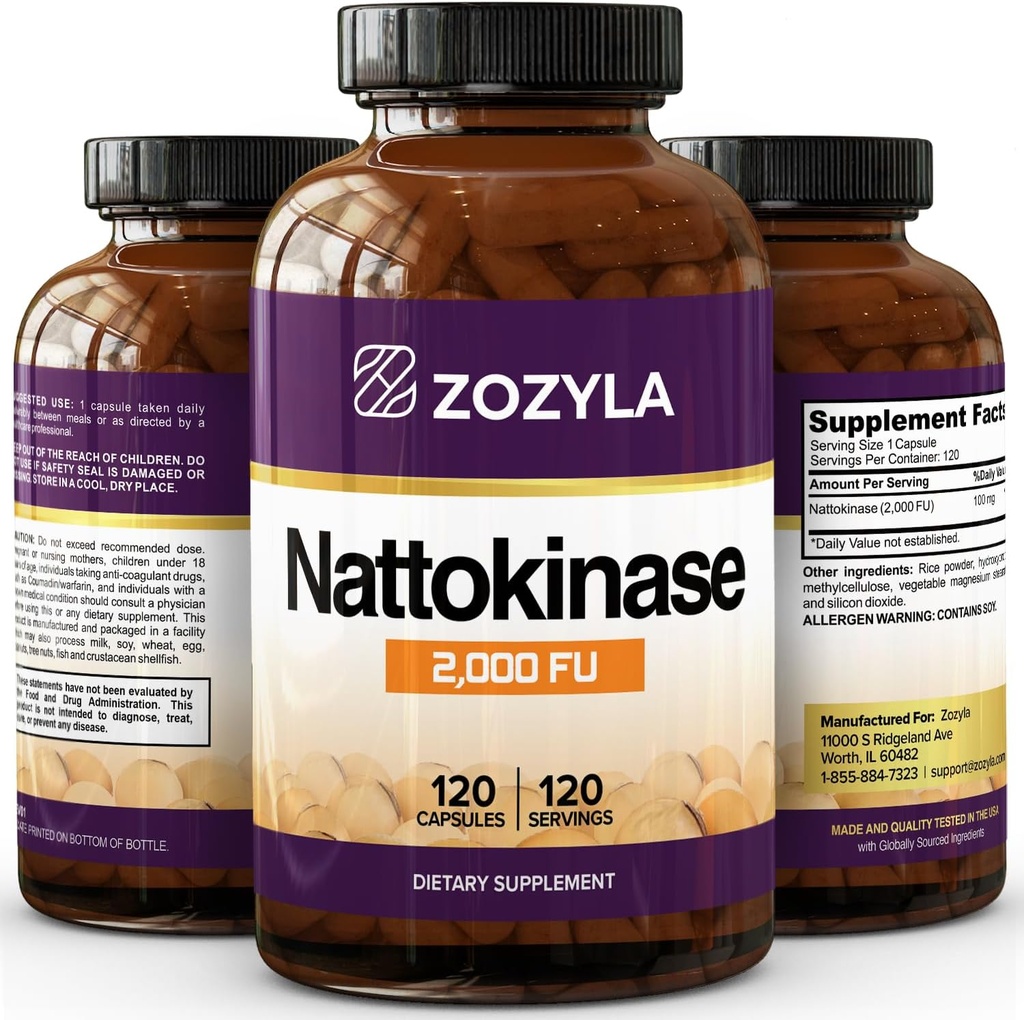 Nattokinase Supplement 2,000 FU, 120 Capsules - Natto Extract for Normal Blood Flow and Circulation - Non-GMO, Gluten Free, Vegan - Made in USA 4