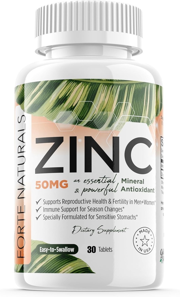 Zinc 50mg, (30 Tablets), Specially Formulated for Sensitive Stomach, Immune Support, Skin & Hair, Vegan Zinc Supplement, Non-GMO Made in USA 2