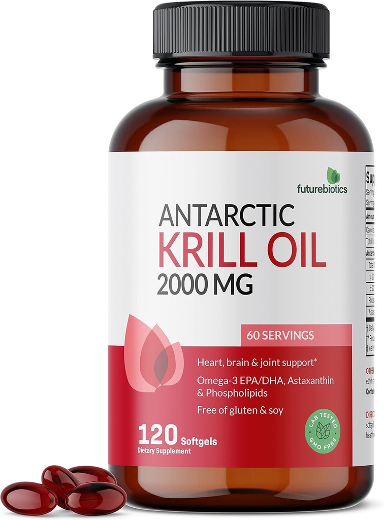 Futurebiotics Antarctic Krill Oil 2000mg with Astaxanthin, Omega-3s EPA, DHA and Phospholipids - 100% Pure Premium Krill Oil Heavy Metal Tested, Non GMO – 120 Softgels 3