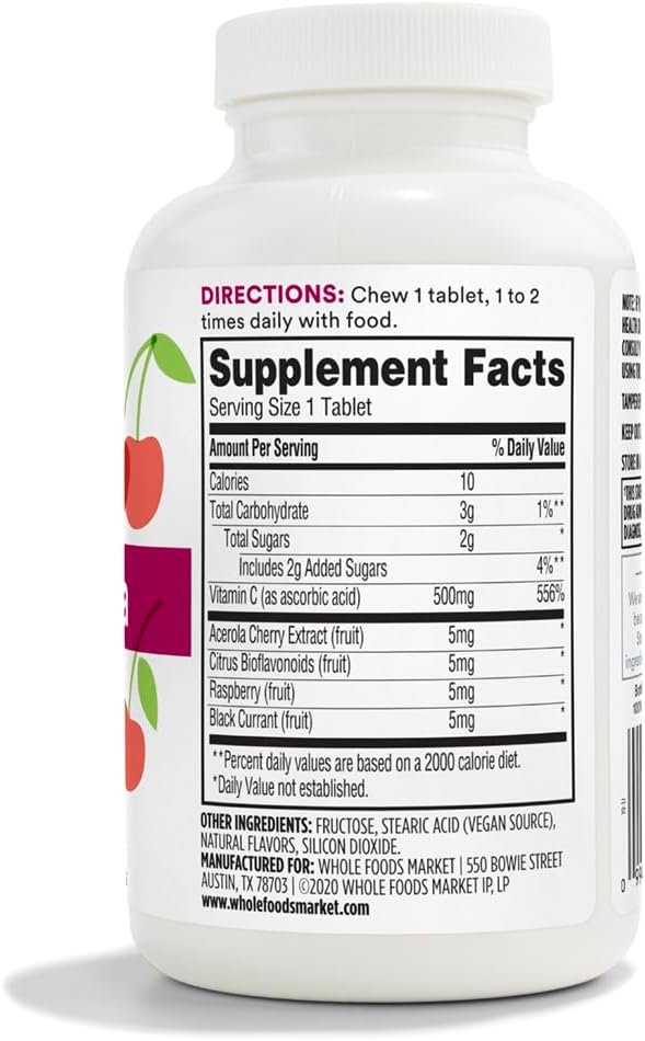 365 by Whole Foods Market, Vitamin C Plus Acerola C 500Mg, 90 Tablets (Pack of 2) 3
