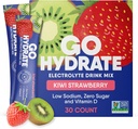 GoHydrate Instant Hydration Powder Packets - Low Sodium Electrolytes Drink Mix - Natural Hydration Support, Sugar Free Electrolyte Flavored Powder Drink with Vitamin D, 30 Packs, Kiwi Strawberry 2