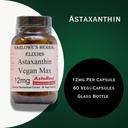 Barlowe's Herbal Elixirs Astaxanthin Supplements | AstaReal Astaxanthin Vegan Max 12mg | 60 Veggie Capsules | Astaxantina 4