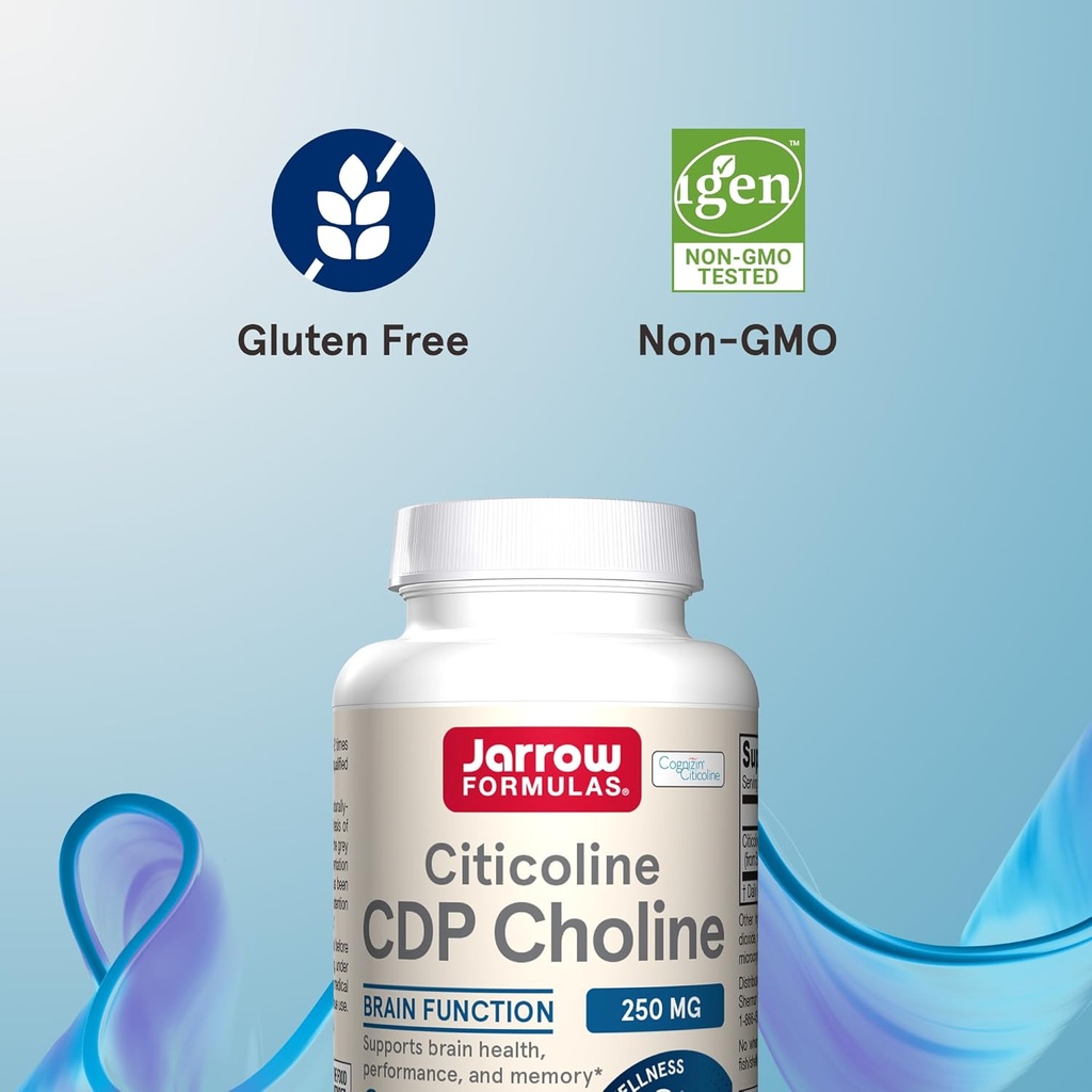 Jarrow Formulas Citicoline CDP Choline 250 MG, CDP Choline Supplement Supports Brain Health, Performance and Memory, 120 Capsules, Up to a 120 Day Supply, Pack of 12 6