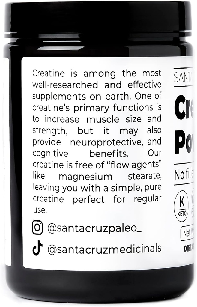 Santa Cruz Paleo Creatine Powder, Supports Muscle Growth & Energy, Gluten Free, Keto, Sugar Free, Paleo, No Fillers or Additives, Creatine Monohydrate Powder, 14.1oz, 80 Servings 6