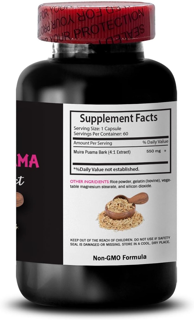 Natural Energy Boost - MUIRA PUAMA BARK EXTRACT - Plant-Based Strength, Adventure Readiness, Active Mindset Support, Mind & Body Balance, Nature’s Momentum, Energy Synergy Formula 1 Bottle 60 Capsules 5