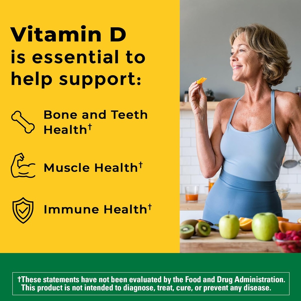 Nature Made Vitamin D3 1000 IU (25 mcg), Vitamin D Supplement for Bone, Teeth, Muscle and Immune Health Support, 100 Softgels, 100 Day Supply 3