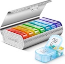 Zannaki Metal XL Weekly Pill Organizer 2 Times a Day, Large Travel Daily Pill Box 7 Day, Portable Week Twice Pill Holder Container, AM PM Pill Case for Medicine Vitamin Medication Supplement, Silver 2