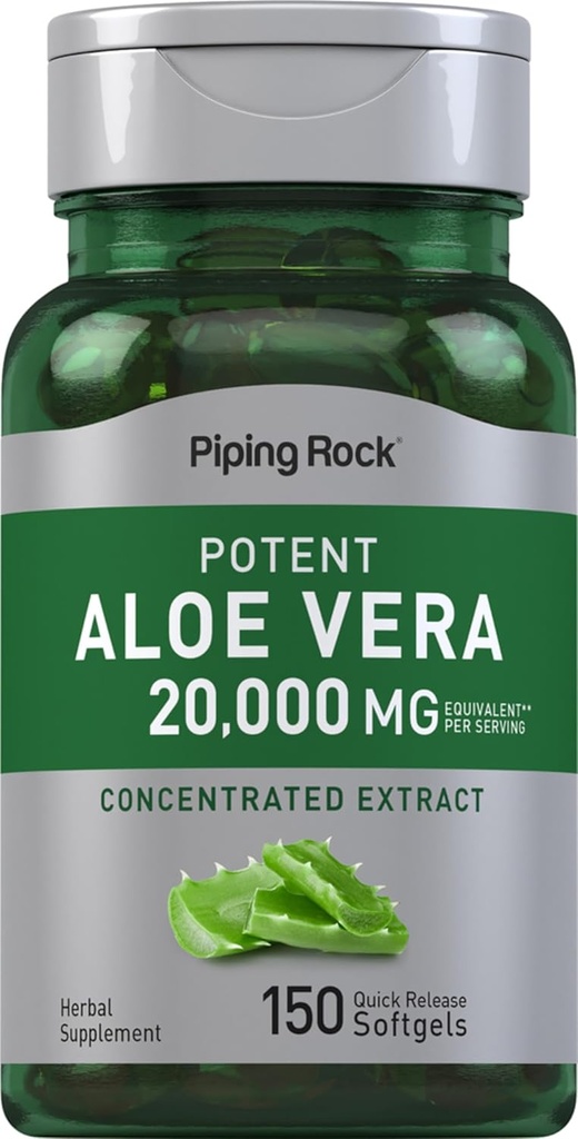 Piping Rock Aloe Vera Capsules 20000mg | 150 Softgels | Concentrated Extract Supplement | Non-GMO, Gluten Free 2