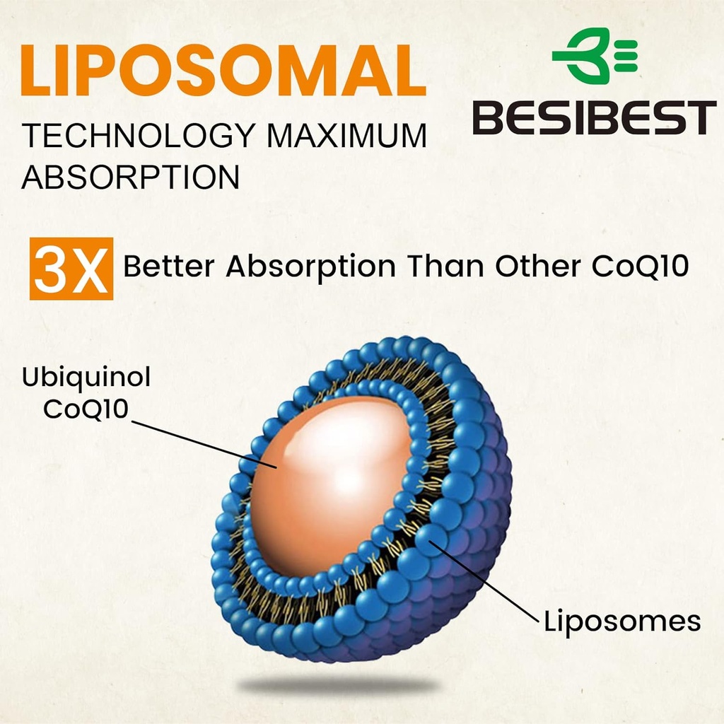 1000mg Liposomal CoQ10 Ubiquinol, 240 Vegan Softgels, High Absorption Ubiquinol CoQ10 Supplement, Active Antioxidant Form of Coenzyme Q10 for Heart Function & Energy Production 6