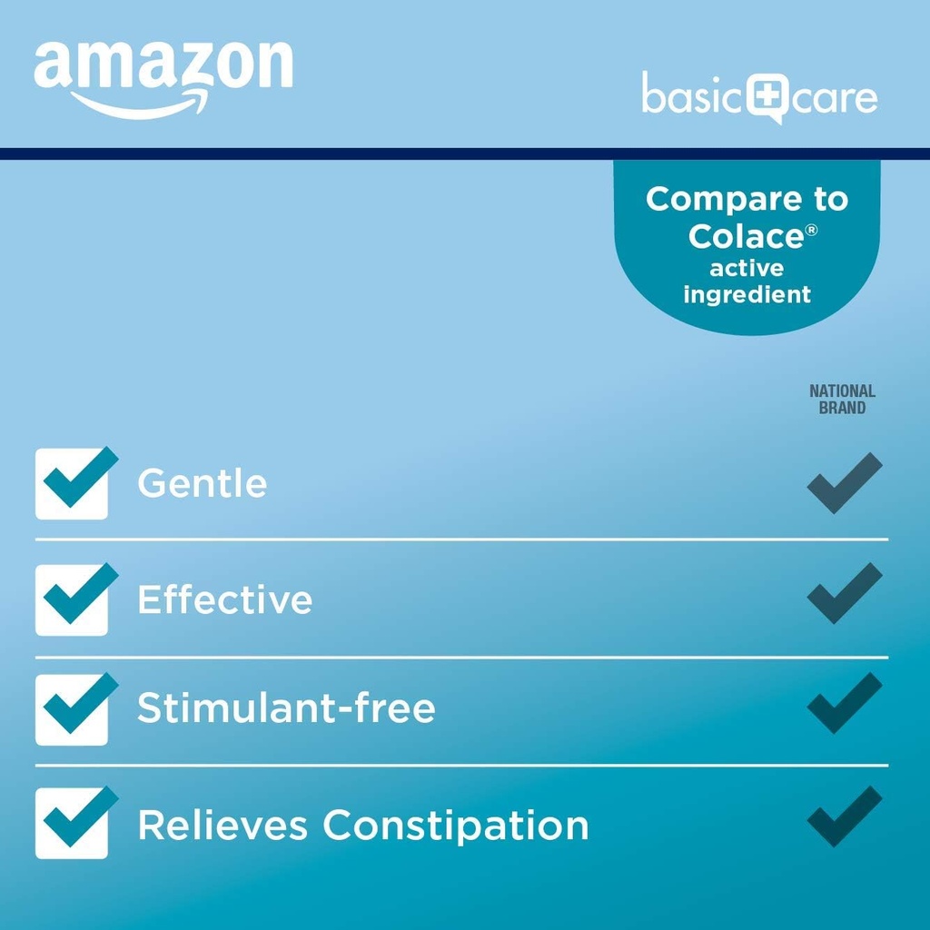 Basic Care Stool Softener Laxative, Docusate Sodium 100 mg, Softgels, for Constipation Relief, 100 Count (Pack of 2) 3