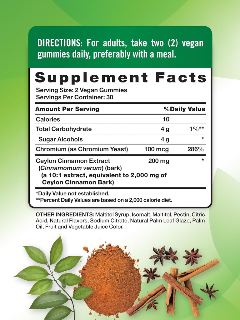 Nature's Truth Ceylon Cinnamon Gummies | 2000mg | Sugar Free | 60 Count | Vegan, Non-GMO & Gluten Free Supplement 3