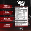 5% Nutrition Shred Time Fat Burner | Green Tea, Coffee Bean, Cayenne, Theobromine, GBB | Appetite Suppression | 30 Servings (180 Capsules) 3