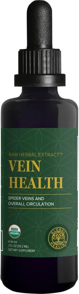 Global Healing Plant-Based Vein Health Liquid Vegan Supplement Drops to Support Blood Flow & Circulation, Helps with Spider & Varicose Veins for Healthy Legs - Organic Horse Chestnut Root - 2 Fl oz 2