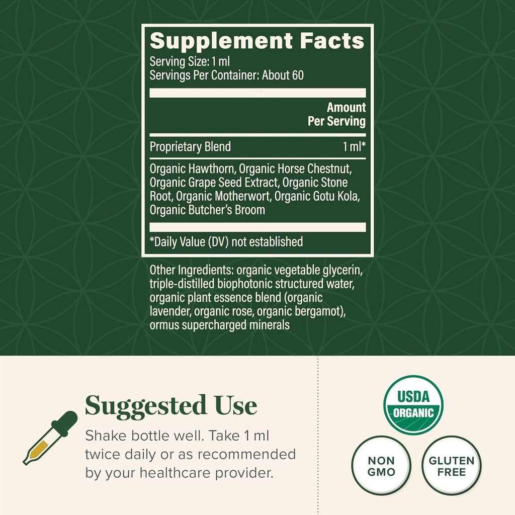 Global Healing Plant-Based Vein Health Liquid Vegan Supplement Drops to Support Blood Flow & Circulation, Helps with Spider & Varicose Veins for Healthy Legs - Organic Horse Chestnut Root - 2 Fl oz 4