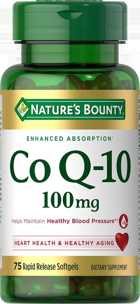 Nature's Bounty CoQ10, Helps Maintain Healthy Blood Pressure, 100 mg, Rapid Release Softgels, 75 Count 2