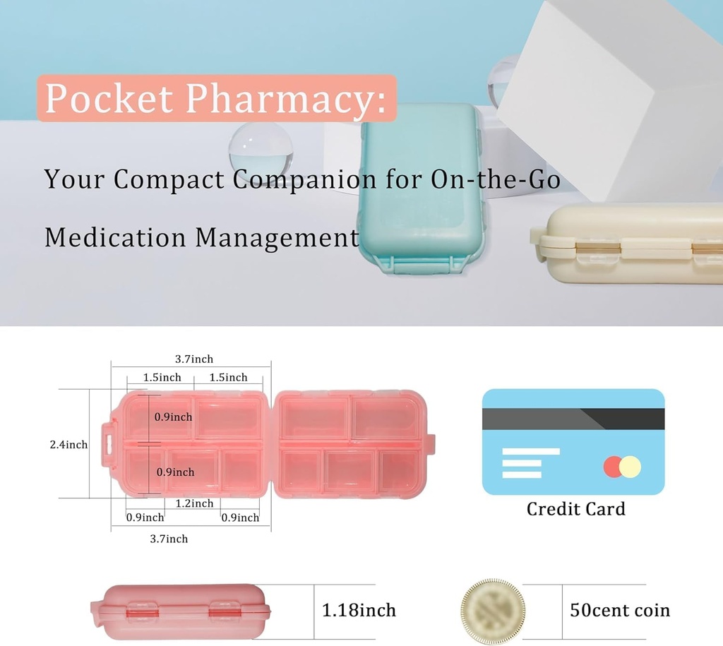 Pocket Pharmacy with Medicine Labels 146 Labels Travel Daily Pill Container Mini Medication Organizer Storage Pill Organizer Travel Essentials Pill Case 7 Day Pill Organizer (Purple, 1 Pack) 4