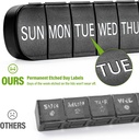Weekly Pill Organizer 1 Time a Day, Travel Pill Box 7 Day Extra Large Compartments Vitamin Holder, Daily Pill Container 7day XL Medicine Dispenser for Fish Oil Case (Black) 5