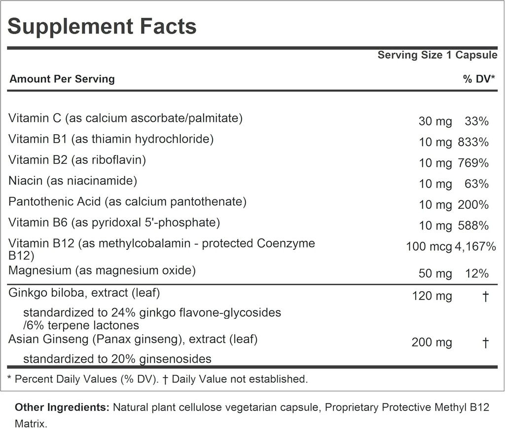 ANDREW LESSMAN Ginkgo 120 Plus Ginseng 200mg - 360 Capsules - Standardized Extract Blend to Support Brain, Memory and Cognitive Function. Adaptogen, Combats Stress and Fatigue. No Additives 3