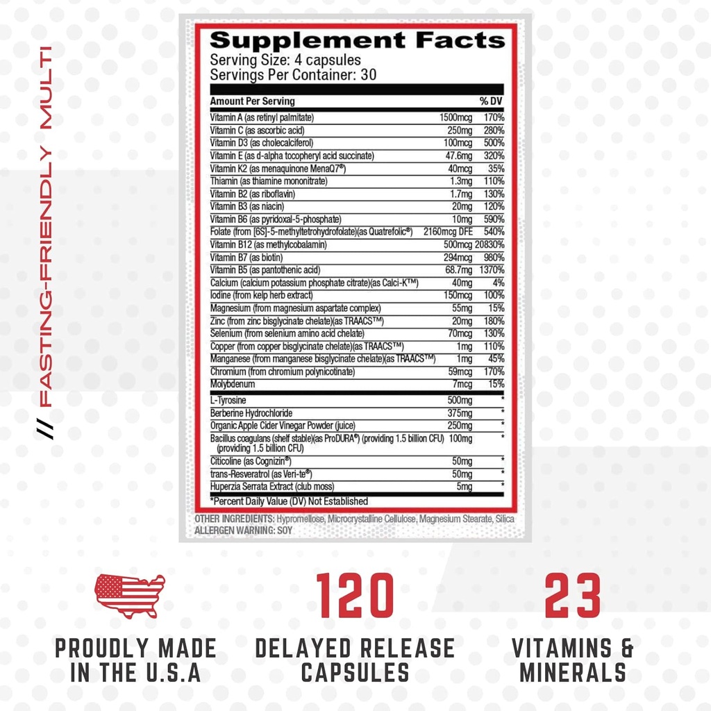 Purus Labs MultiFast Multivitamin | Advanced Fasting & Metabolic Support | Intermittent Fasting Vitamins | Keto Friendly | 30 Servings, 120 Capsules 3