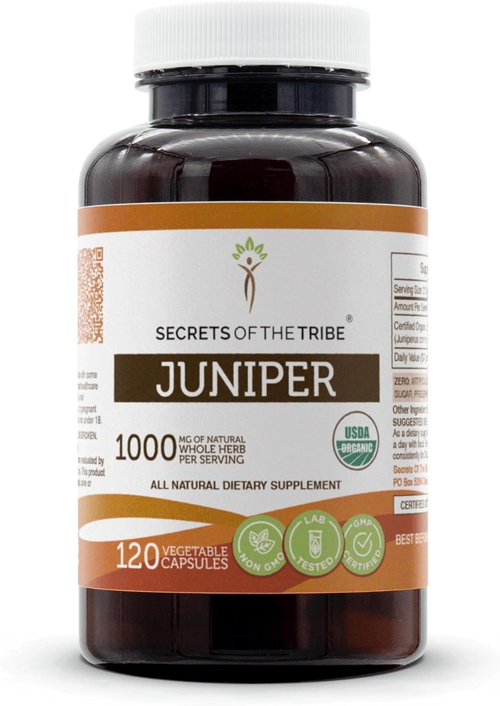 Secrets of the Tribe Juniper 120 Capsules, 1000 mg, USDA Organic Juniper (Juniperus communis) Dried Berry (120 Capsules) 2