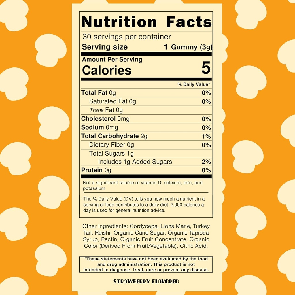 Mini Mushy's Organic Everyday Support Gummies | Turkey Tail, Reishi, Lions Mane, Cordyceps Mushrooms | for Kids Aged 2+ Natural Color, Allergy Friendly, Low Sugar | Strawberry Flavor - 30 Count 6