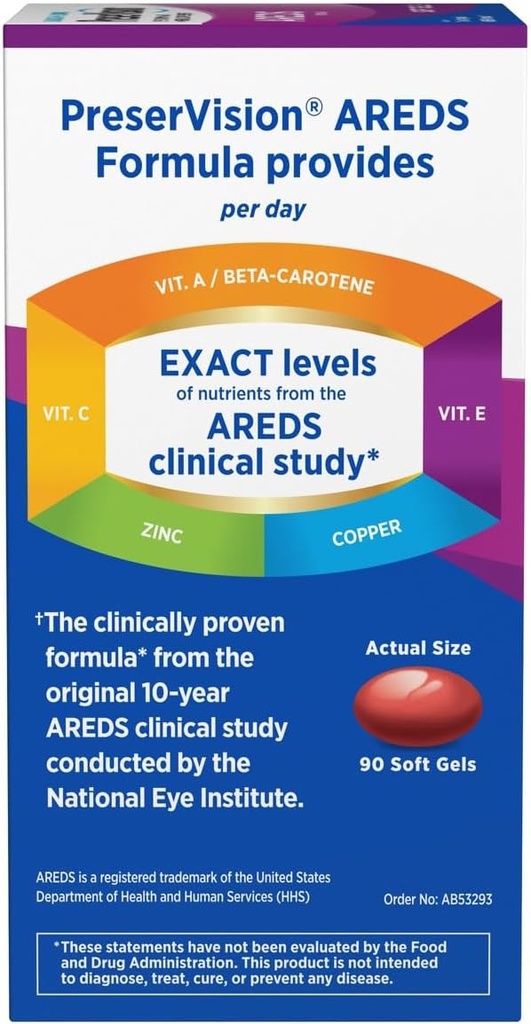 PreserVision AREDS Eye Vitamins, Multivitamin with Copper, Vitamin A, C & E, Zinc Supplements, 90 Softgels 4