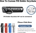 2Pcs Keychain Pill Holder, Personalization Large Capacity Waterproof Travel Pill Organizer Pill Container Custom Small Pill case with Text for Outdoor Camping Travel Gifts (Black) 3