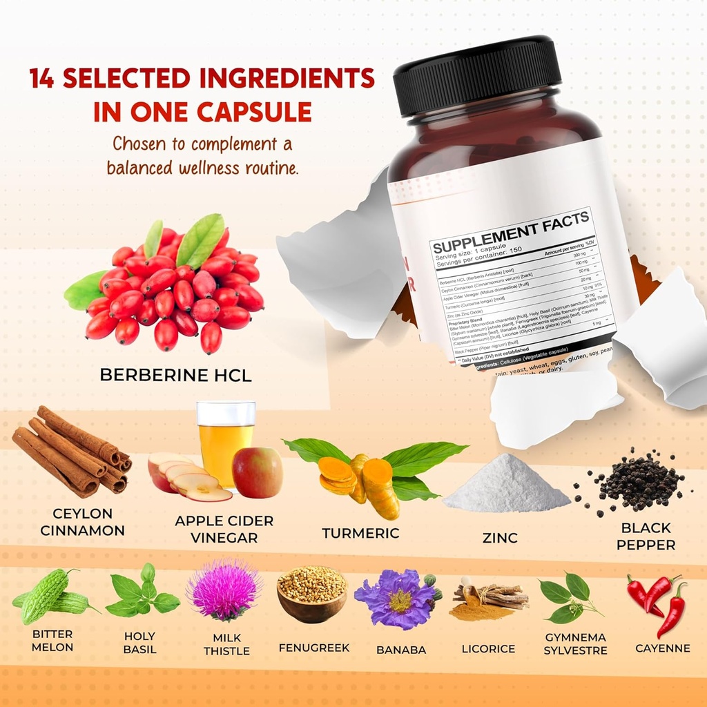 Berberine Cinnamon Apple Cider Vinegar Turmeric - Overall Wellness Support- Made in USA 3