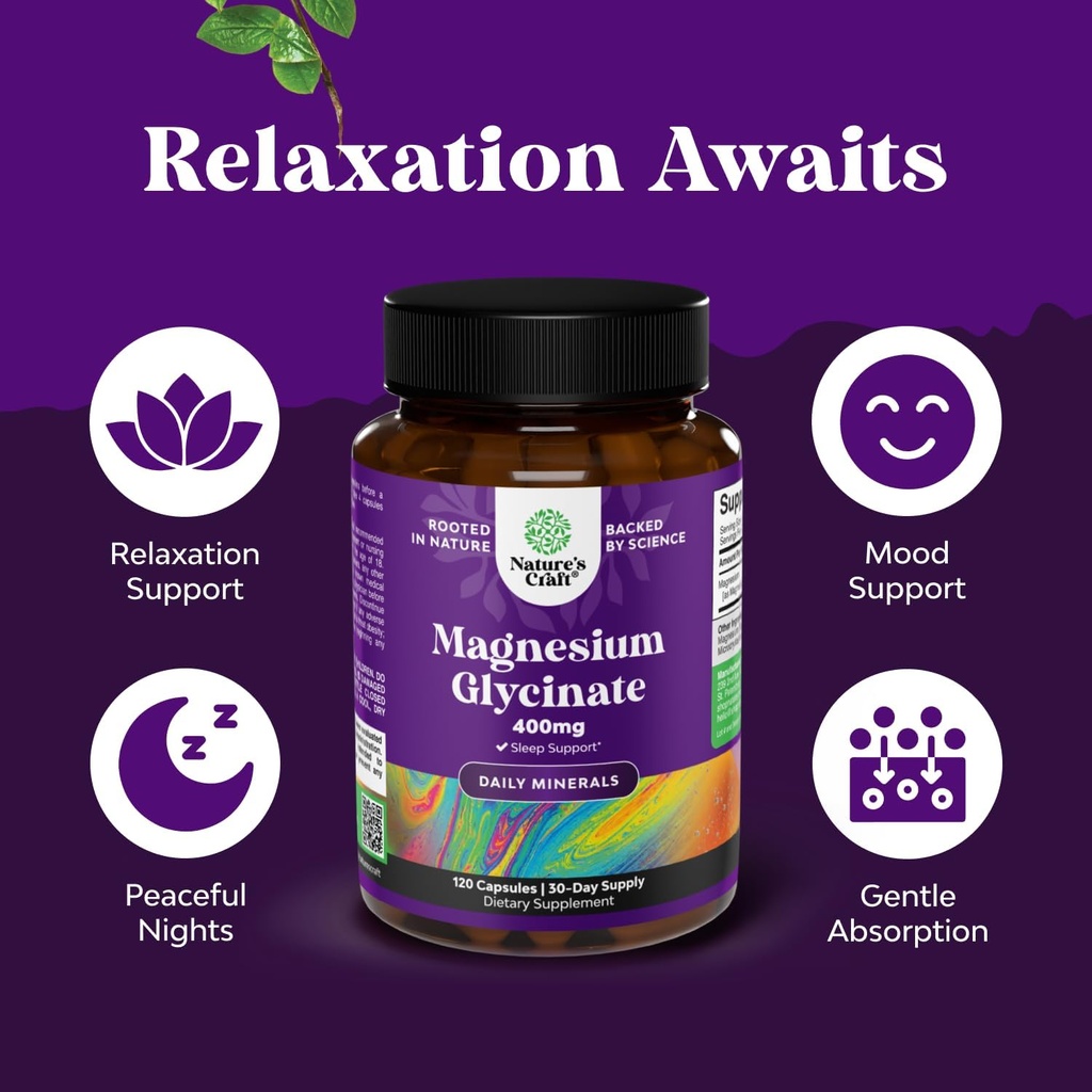 Bundle of Magnesium Glycinate 400mg Capsules and White Kidney Bean Energy Booster - White Kidney Bean Extract Pill and Natural Vegetarian Supplements 5