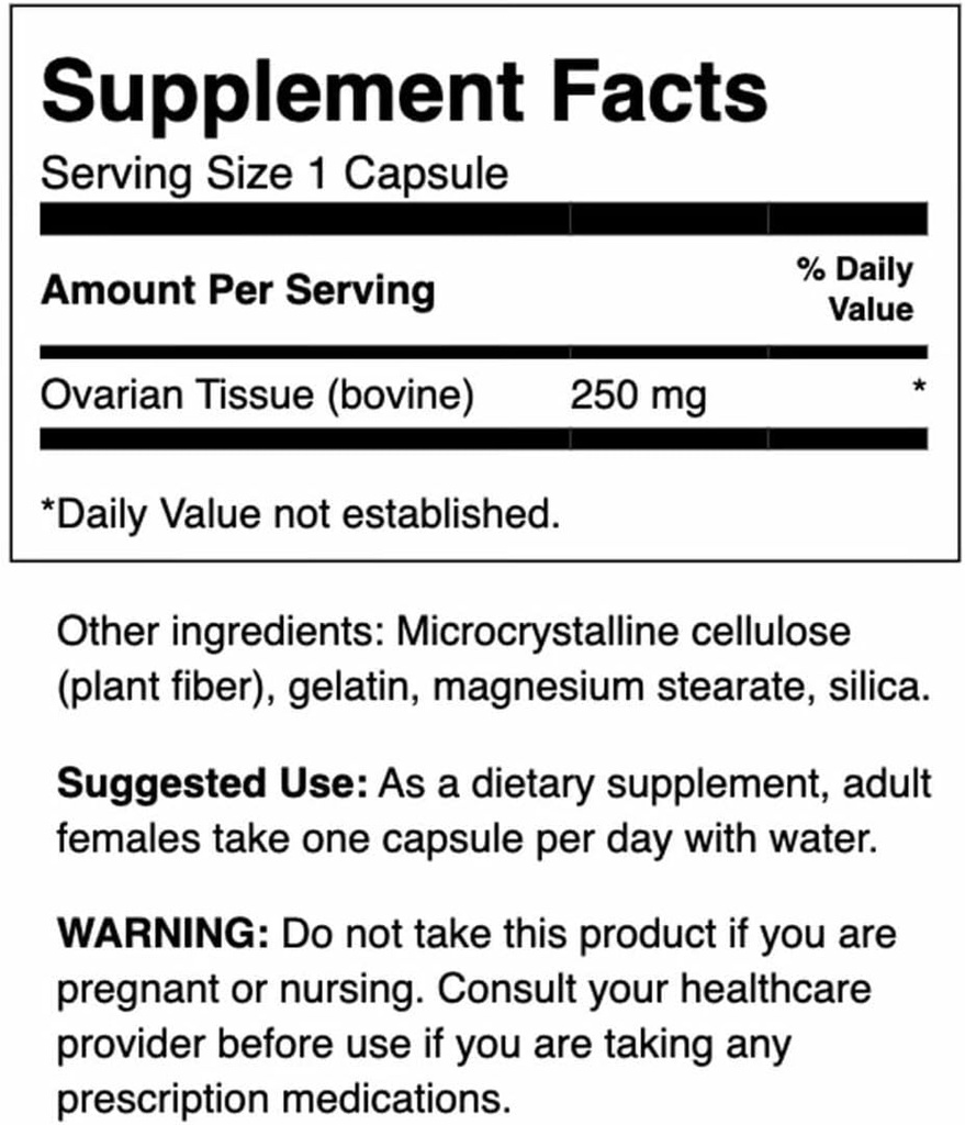 Swanson Ovarian Glandular - Natural Supplement Promoting Women's Glandular Health & Balance Support - Sourced from Premium Bovine Tissue to Support Wellness - (60 Capsules, 250mg Each) (4 Pack) 3