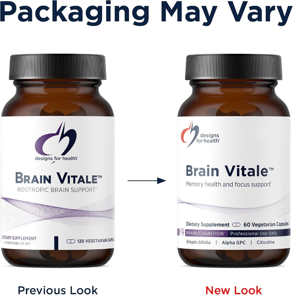 Designs for Health Brain Vitale with Cognizin Citicoline - 'Nootropic' Supplement to Help Support Cognition, Mood + Memory with GPC Choline, Ginkgo + Acetyl L Carnitine HCL (60 Capsules) 5