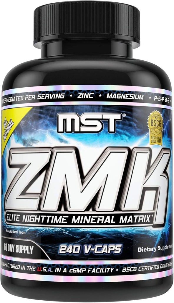MST ZMK Nighttime, Multi Mineral Supplements, Zinc, Magnesium, Trace Minerals, ATP BSCG Certified, 240 V Capsules Millennium Sport Technologies 2
