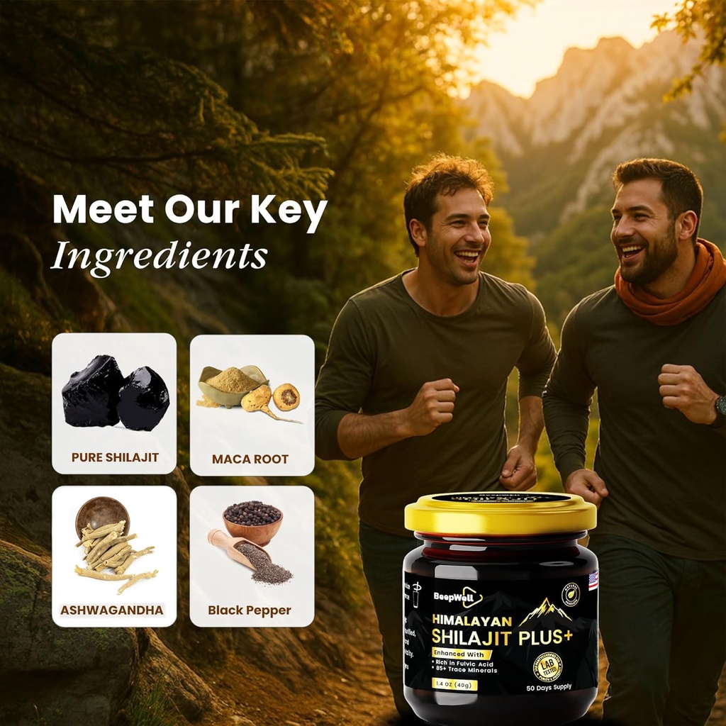 Pure Himalayan Organic Shilajit Resin Extract for Men & Women- 100% Natural Ashwagandha Black Pepper Shilajit Resin for Men Women Gold Ayurvedic,Fulvic Acid 85 + Trace Minerals, 50 Servings, 40 Grams 5