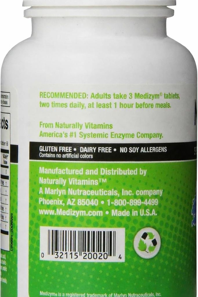 Systemic Enzyme Formula, 200 Tablets,Yellowish Green/Tan,N20020 3