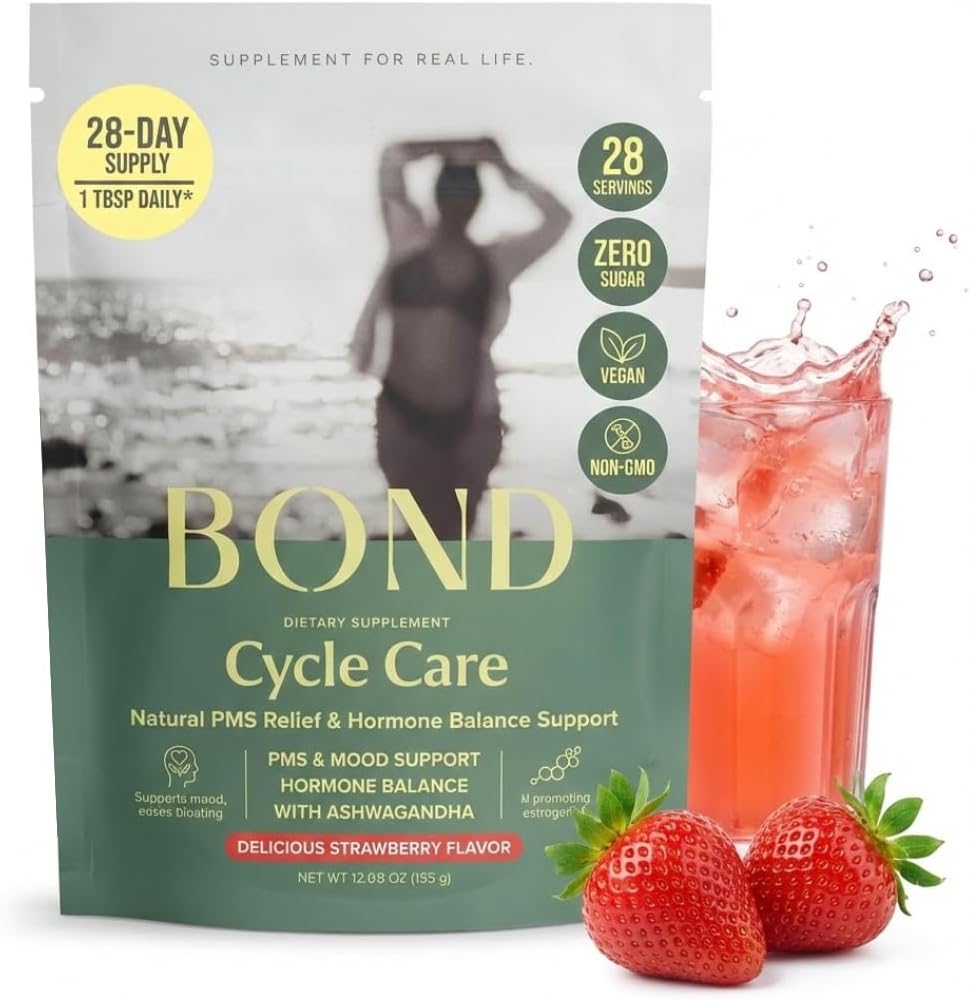 BOND Cycle Care – PMS Support Supplement & Hormone Balance for Women – Cortisol Reducer with Ashwagandha, L-Tryptophan, Magnesium, Turmeric Extract & Glutathione for Mood & Cycle Relief, 28 Servings 2
