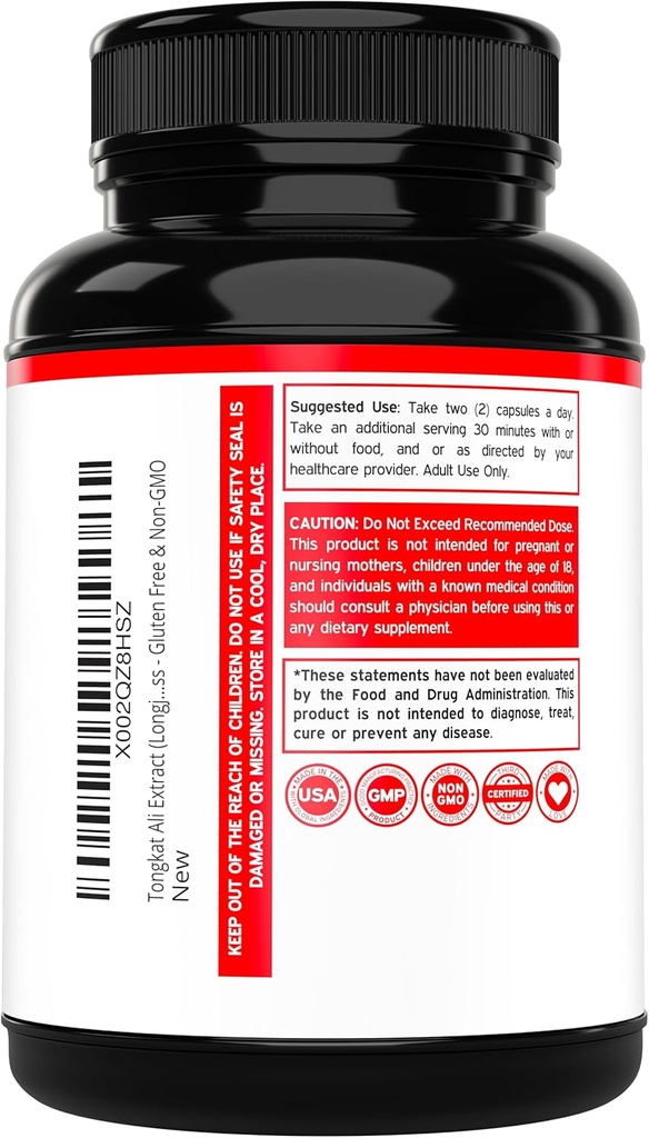 Tongkat Ali For Men (Longjack) Eurycoma Longifolia Extract 1200mg Per Serving, 120 Capsules - Longjack Tongkat Ali for Men's Health & Vitality Support - Third Party Tested, USA Made & Non-GMO 4