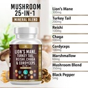 Mushroom Supplement with Lion's Mane Turkey Tail Reishi Cordyceps Chaga Marshmallow Root - 120 Count 4