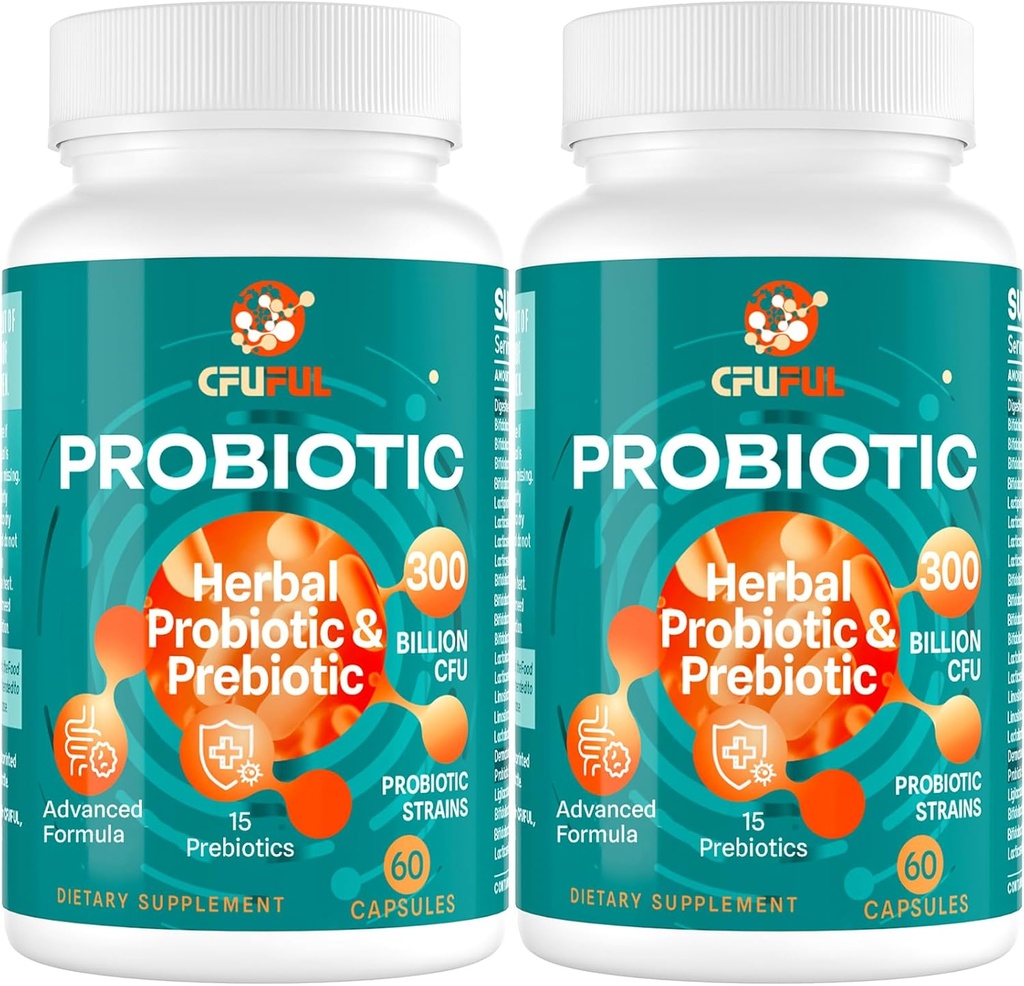 Probiotics for Women & Men - 300 Billion CFU, 24 Strains Probiotic + 15 Organic Herbs Prebiotics Blend, for Overall Digestive Gut Health, Immune, Constipation & Bloating, Shelf Stable - 4 Month Supply 2