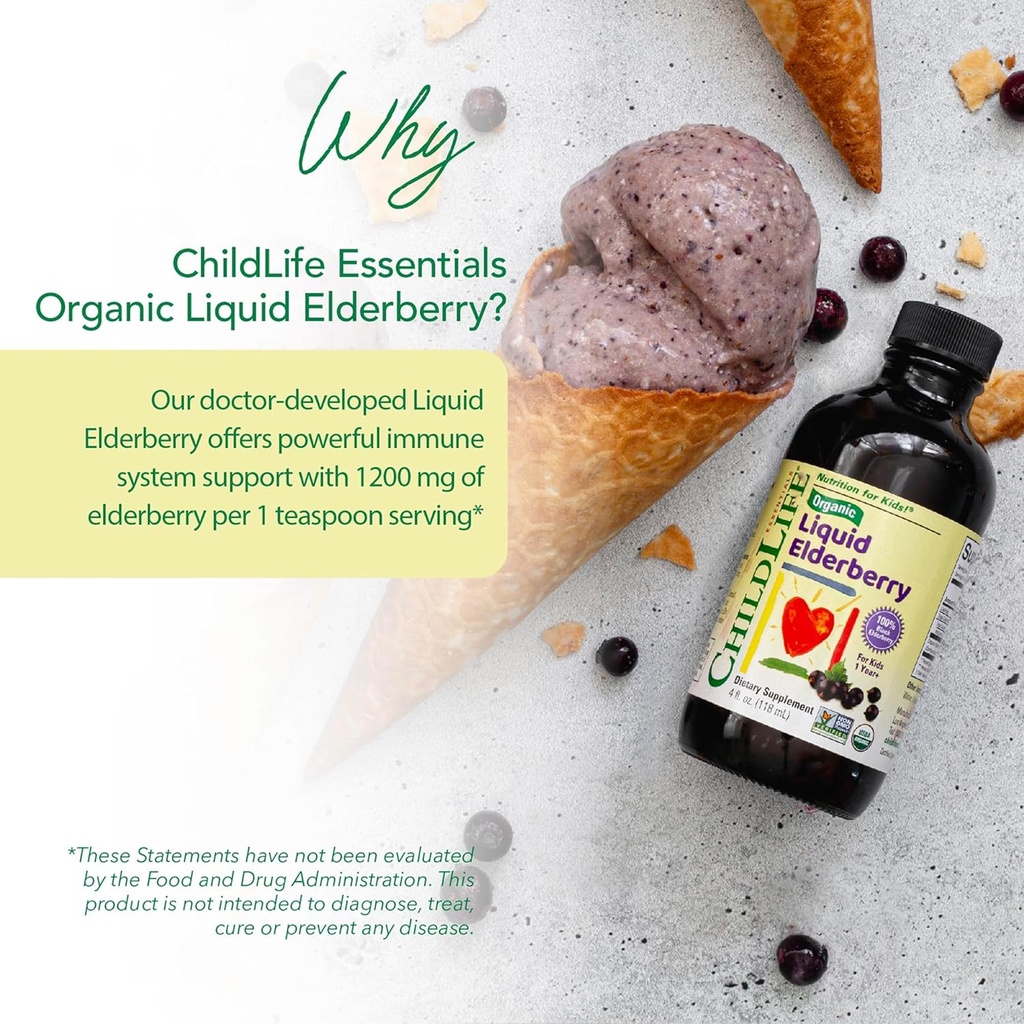 CHILDLIFE Essentials Organic Elderberry Syrup for Kids - Liquid Elderberry for Toddlers, Elderberry Extract Drops, Tincture for Babies, Toddlers, Children - 4 Fl Oz 4